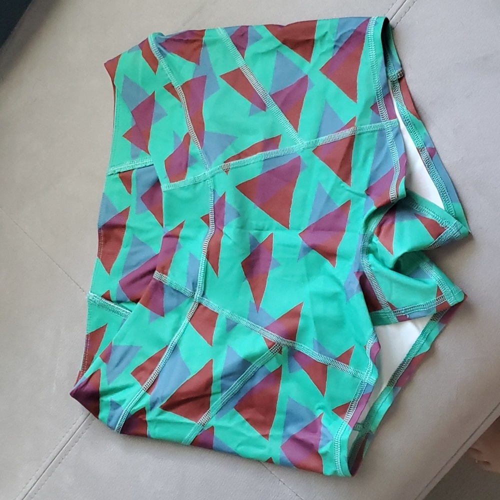 FP Movement by Free People Geometric Green and Red Swim Shorts